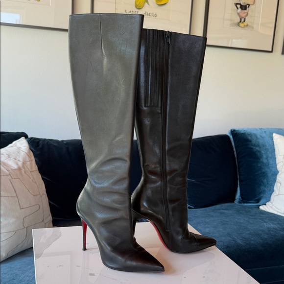 Christian Louboutin Shoes - Elegant Black Leather Heeled Boots